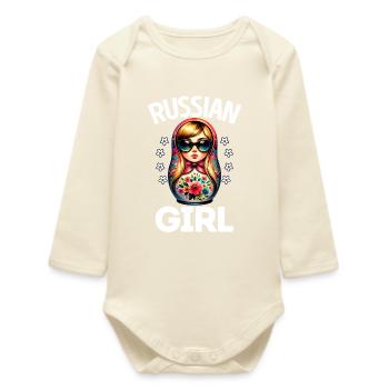 Russian Girl! Russland Matrjoschka Russisch für - Baby Organic Langarmbody - Natur - Vorne