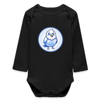 Canary Bird Blue Kawaii Cartoon Character Clipart - Baby Organic Long-Sleeved Bodysuit - black - Front