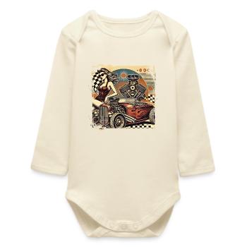 Tuning Hot Rod Design - Baby Organic Langarmbody - Natur - Vorne