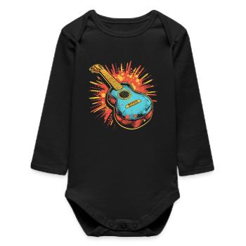 Ukulele Graphics - Baby Organic Long-Sleeved Bodysuit - black - Front