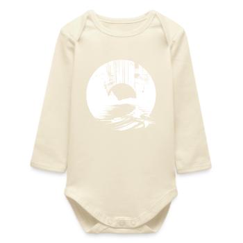 Rowing Drawing - Baby Organic Long-Sleeved Bodysuit - soft Ecru - Front