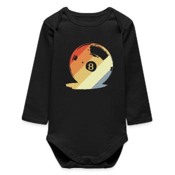 Retro Billiard Ball Graphic - Baby Organic Long-Sleeved Bodysuit - black - Front