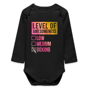 Boxing - Baby Organic Long-Sleeved Bodysuit - black - Front