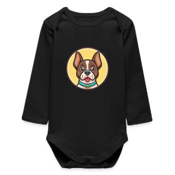 Braque Dauvergne Dog Breed Cartoon Kawaii Clipart - Baby Organic Long-Sleeved Bodysuit - black - Front