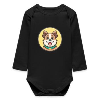 Cane Di Oropa Dog Breed Cartoon Kawaii Clipart Pet - Baby Organic Long-Sleeved Bodysuit - black - Front