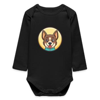 Perro Majorero Hunderasse Cartoon Kawaii Clipart - Baby Organic Langarmbody - Schwarz - Vorne