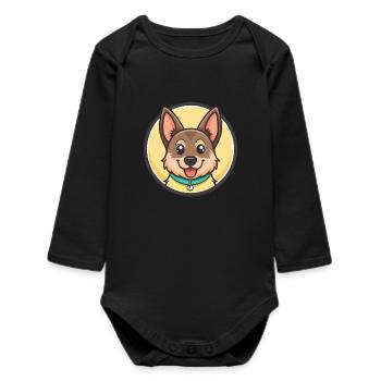Stichelhaar Chien Race Drôle Dessin animé Kawaii Clipart - Body bébé manches longues biologique - noir - Devant