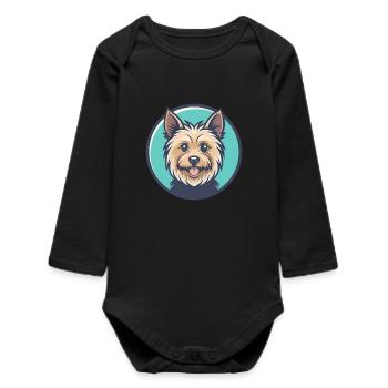 Terrier australien Chien Race Dessin animé Kawaii - Body bébé manches longues biologique - noir - Devant