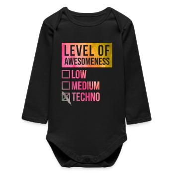 Techno - Baby Organic Langarmbody - Schwarz - Vorne