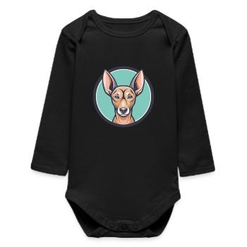 Cirneco Dell Etna Dog Breed Cartoon Kawaii Clipart - Baby Organic Long-Sleeved Bodysuit - black - Front