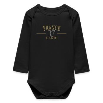 France RF flag - Baby Organic Long-Sleeved Bodysuit - black - Front