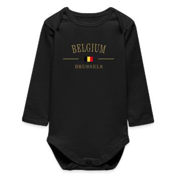 Belgium flag Belgian flag - Baby Organic Long-Sleeved Bodysuit - black - Front