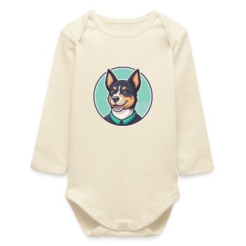 Perro De Presa Mallorquin Hunderasse Cartoon Kawaii - Baby Organic Langarmbody - Natur - Vorne