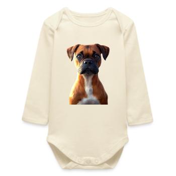 Deutscher Boxer Hunde Boxerverein German Boxer - Baby Organic Langarmbody - Natur - Vorne