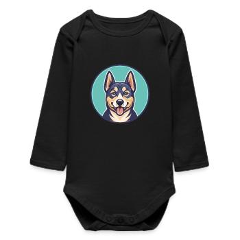 Stichelhaar Chien Race Drôle Dessin animé Kawaii Clipart - Body bébé manches longues biologique - noir - Devant