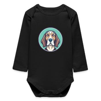 Chien de chasse yougoslave Race Dessin animé Kawaii Clipart - Body bébé manches longues biologique - noir - Devant