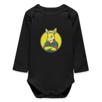 Aardvark Cute Kawaii Cartoon Clipart Pet Animal - Baby Organic Long-Sleeved Bodysuit - black - Front