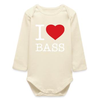 I LOVE BASS - Baby Organic Long-Sleeved Bodysuit - soft Ecru - Front