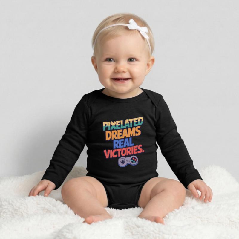 PIXELIGE TRÄUME, ECHTE SIEGE Baby Organic Langarmbody