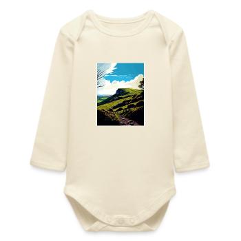 Mendip Hills Anob Reise Poster Souvenir Farbe WPA - Baby Organic Langarmbody - Natur - Vorne
