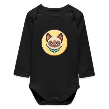 Javanische Katzenrasse Cartoon Kawaii Tier Haustier - Baby Organic Langarmbody - Schwarz - Vorne