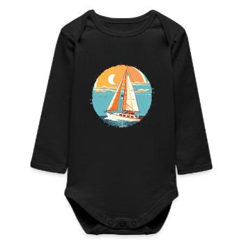 Sailing Comic Look - Baby Organic Long-Sleeved Bodysuit - black - Front