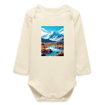 Wrangell St Elias National Park Travel Poster WPA - Baby Organic Long-Sleeved Bodysuit - soft Ecru - Front