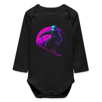 Snowboarder Illustration - Body bébé manches longues biologique - noir - Devant