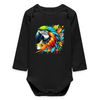 Papagei - Baby Organic Langarmbody - Schwarz - Vorne