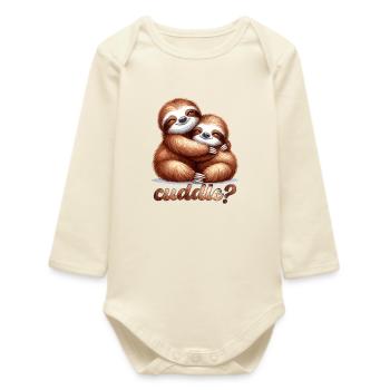 Sloths Sloth Snuggle Gift - Baby Organic Long-Sleeved Bodysuit - soft Ecru - Front