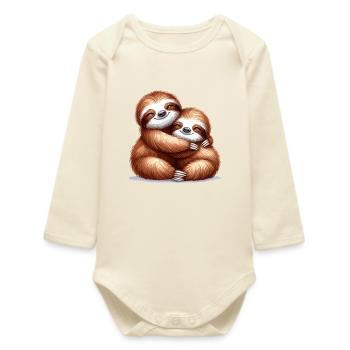 Sloths Sloth Snuggle Gift - Baby Organic Long-Sleeved Bodysuit - soft Ecru - Front