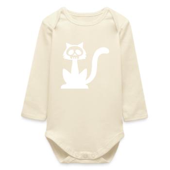 Tête de mort chat blanc - Body bébé manches longues biologique - écru doux - Devant