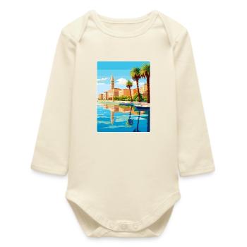 Zagreb Kroatien Reise Poster Souvenir Malerei WPA - Baby Organic Langarmbody - Natur - Vorne