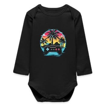 Jeux Vidéo Vaporwave - Body bébé manches longues biologique - noir - Devant