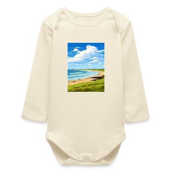 Constantine Bay Cornwall England Travel Poster WPA - Baby Organic Long-Sleeved Bodysuit - soft Ecru - Front