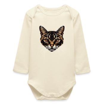 Bengal Cat Leopard Cat Leopardette Bengal Cats - Baby Organic Long-Sleeved Bodysuit - soft Ecru - Front