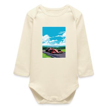 Design vif de voiture de course de formule - Body bébé manches longues biologique - écru doux - Devant