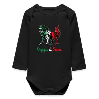 Der stolz von Parma Italien Flagge - Baby Organic Langarmbody - Schwarz - Vorne
