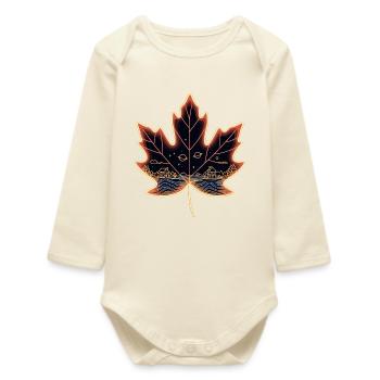 Maple leaf - Baby Organic Long-Sleeved Bodysuit - soft Ecru - Front