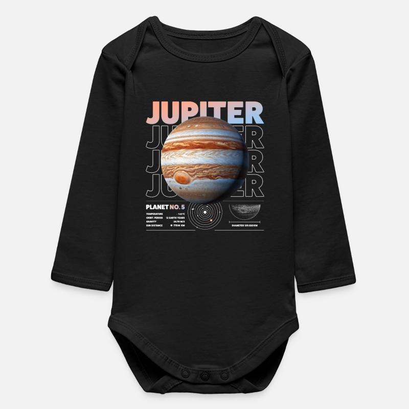 Jupiter details - Baby Organic Long-Sleeved Bodysuit - black