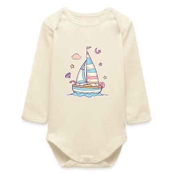 Segeln Comic Look - Baby Organic Langarmbody - Natur - Vorne