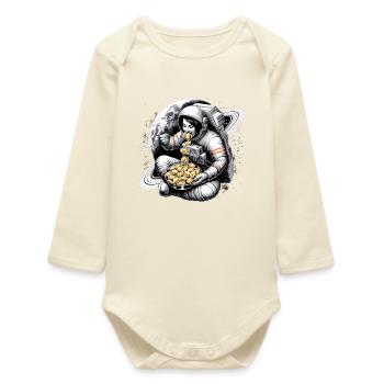 Astronaut Astronaut Pelmeni Delicious Gift - Baby Organic Long-Sleeved Bodysuit - soft Ecru - Front