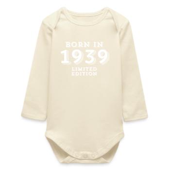 85 years, year of birth, date of birth - Baby Organic Long-Sleeved Bodysuit - soft Ecru - Front