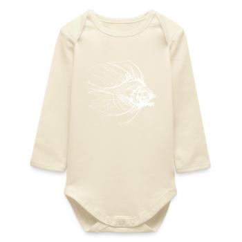 Fish Sketch - Baby Organic Long-Sleeved Bodysuit - soft Ecru - Front