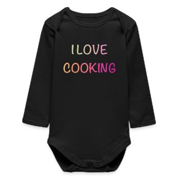 Pastel Love Cooking Shirt - Baby Organic Long-Sleeved Bodysuit - black - Front
