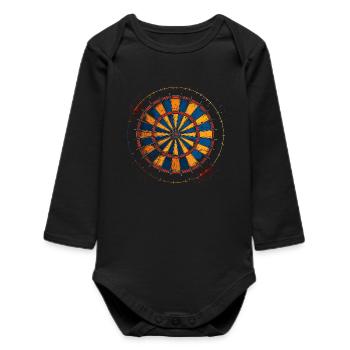 Dartscheibe Zeichnung - Baby Organic Langarmbody - Schwarz - Vorne
