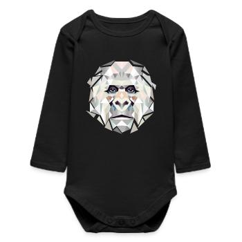 Gorilla Power in Geometric Facets–Modern Art - Baby Organic Long-Sleeved Bodysuit - black - Front