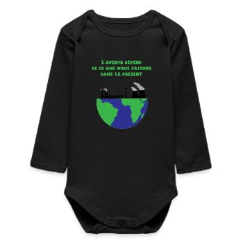 Planet Erde - Baby Organic Langarmbody - Schwarz - Vorne