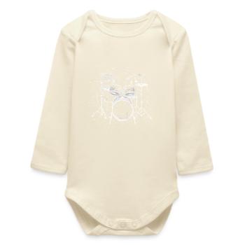 Schlagzeug Skizze - Baby Organic Langarmbody - Natur - Vorne