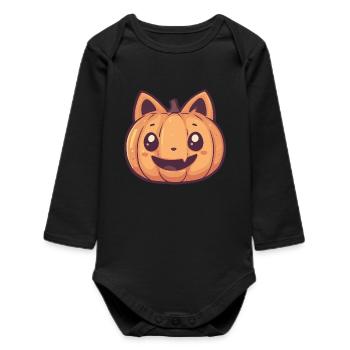 Cute pumpkin - Baby Organic Long-Sleeved Bodysuit - black - Front